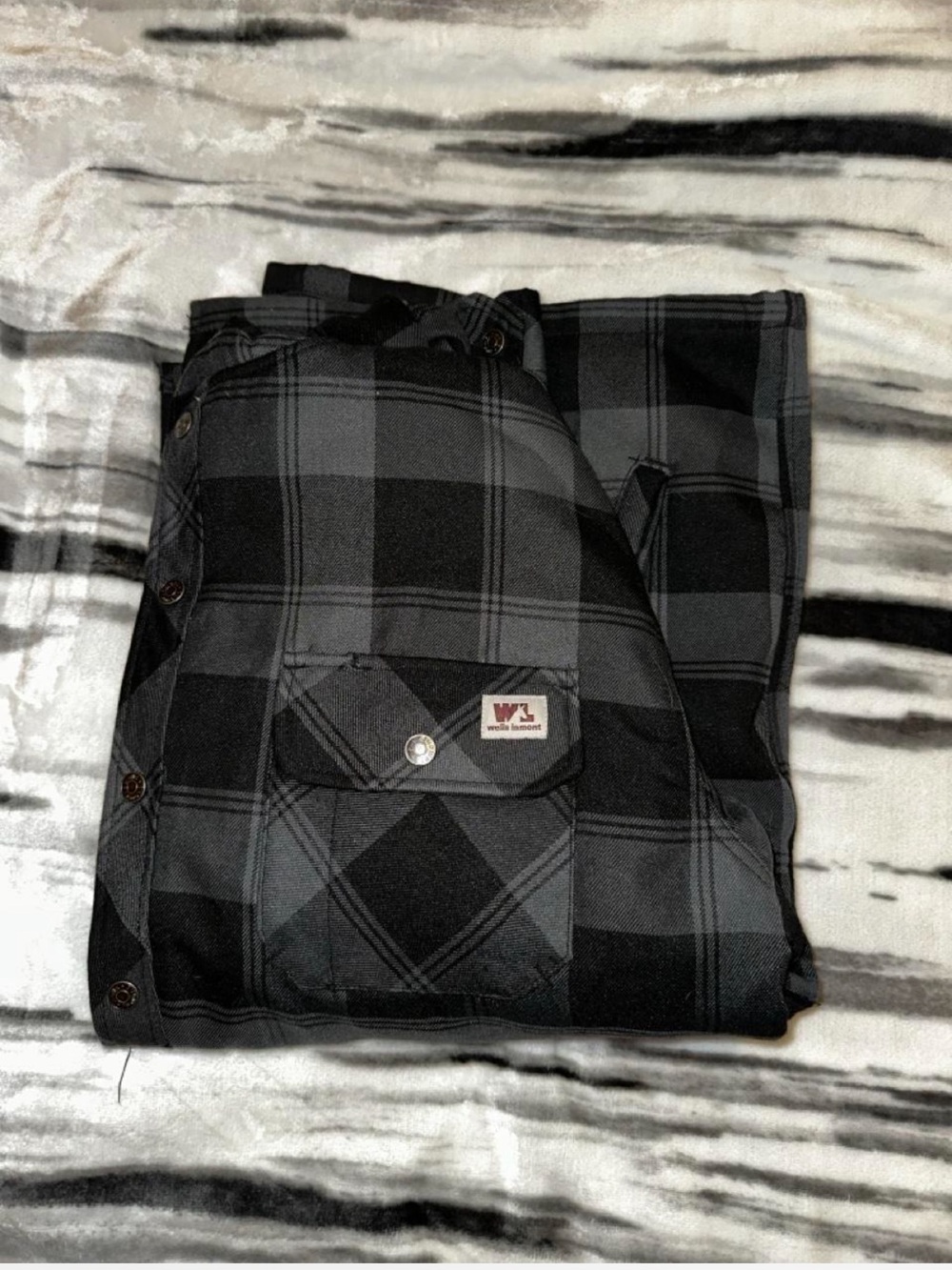 Wells Lamont Gray and Black Buffalo Plaid Work Shirt